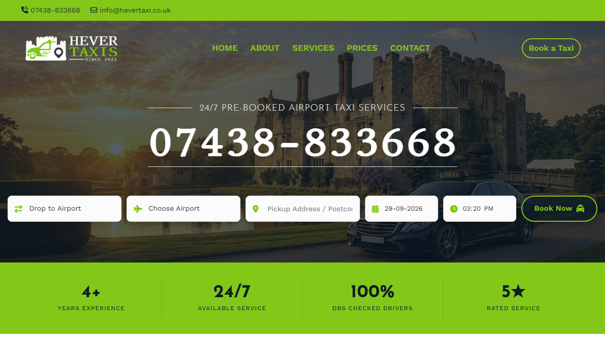 Hever Taxi website
